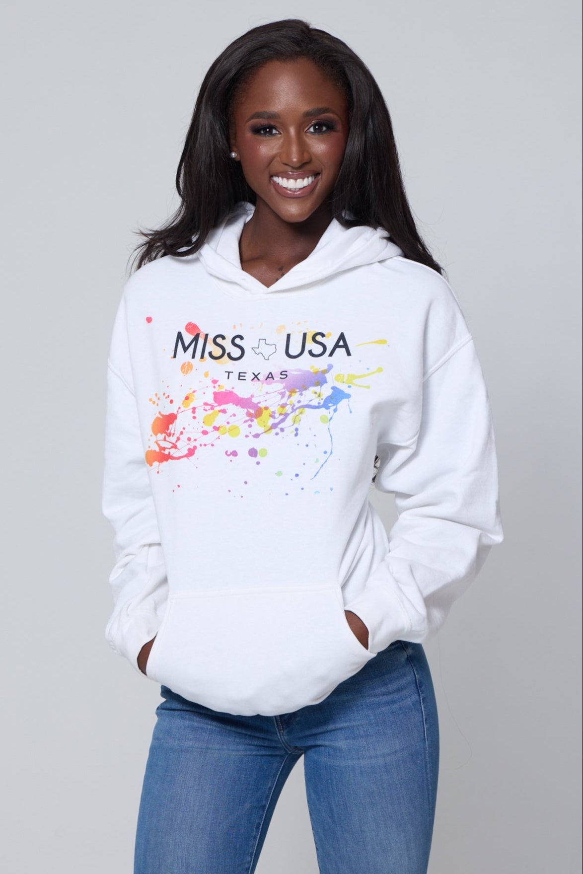 Splat Texas Hoodie (White) - Miss Texas USA